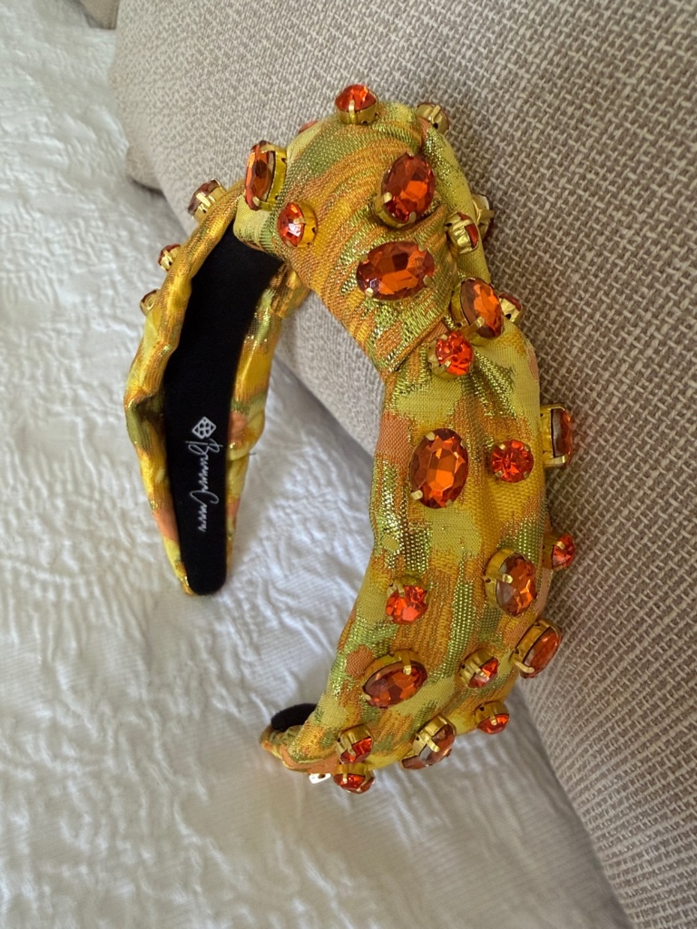 Embellished Yellow-Orange Gem Padded Headband by Brianna Cannon